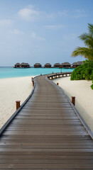 Maldives Dream: Wooden Path to Paradise - Tropical Island Getaway, Beach Villas & Turquoise Waters!