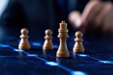 Strategic business decisions represented by a chess game on a digital board.