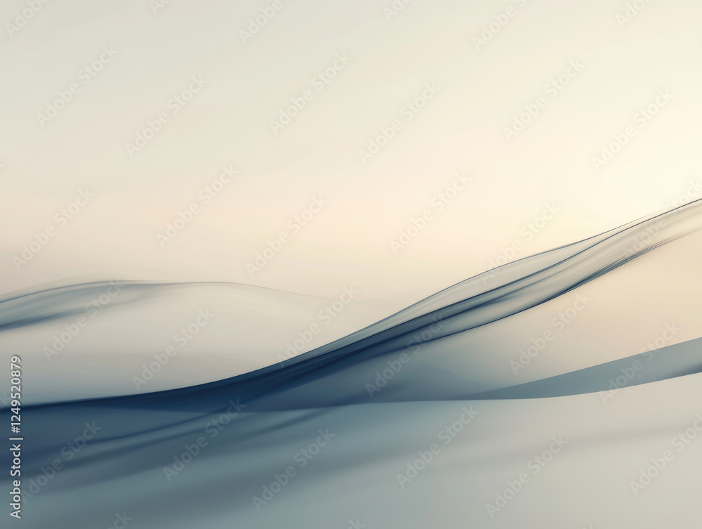 Poster smooth abstract waves in neutral colors create serene and calming atmosphere