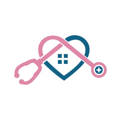 doctor home logo design with stethoscope icon