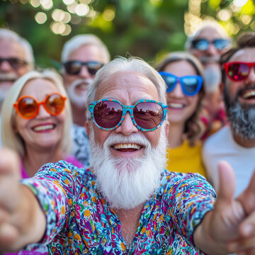A gropu of senir's having fun in the city and showcasing joie de vivre in old age