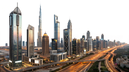 City skyline on transparent background