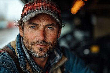 Portrait of Farmer in Open Field, generative AI