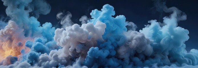 Fototapeta premium Softly swirling smoke against a vast abstract blue canvas, ambiance, vaporous, obscure view