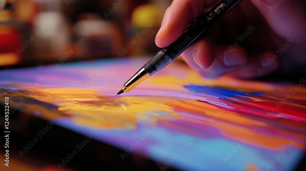 Poster creating digital art with a pen workspace high-resolution image modern office overhead view digital 