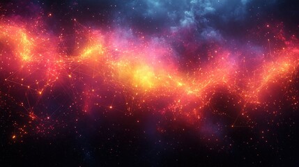 Naklejka premium Vibrant cosmic nebula with glowing network of light and stars in deep space