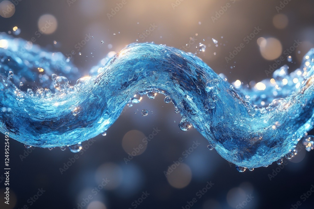 Aufkleber a dynamic representation of flowing water with splashes and bubbles.