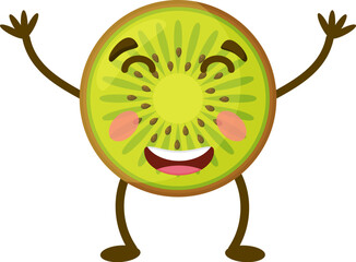 Cartoon Illustration of a Kiwi. Cute Fruit Mascot.