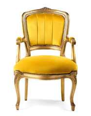 Fototapeta premium ビンテージの黄色の椅子。白背景。（vintage yellow chair on white background） 