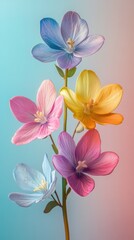 Vibrant multicolored flowers against gradient background