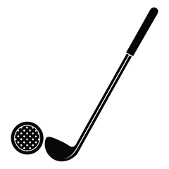 A golf club and ball icon black silhouette vector.