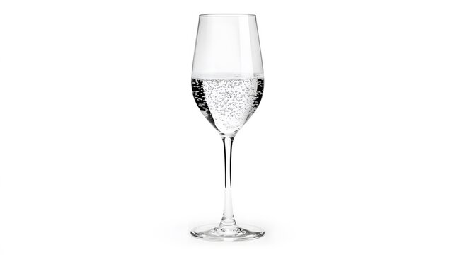 A glass of sparkling water, isolated against a white background