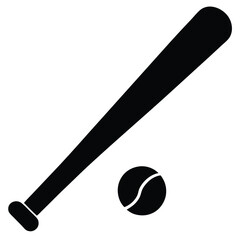 A baseball bat and ball icon black silhouette vector.