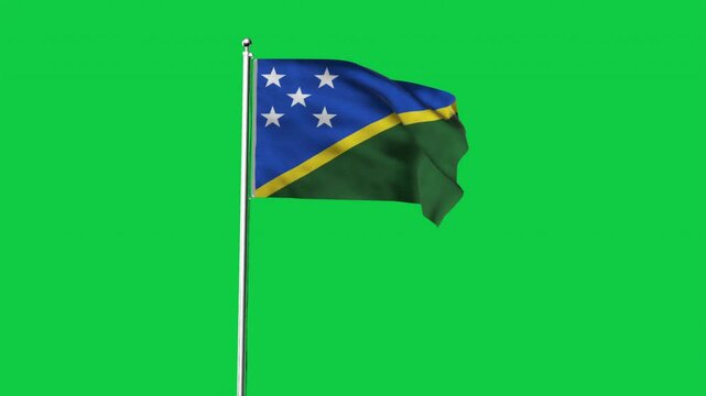 High detailed flag of Solomon Islands. National Solomon Islands flag. Oceania. 3D Render.