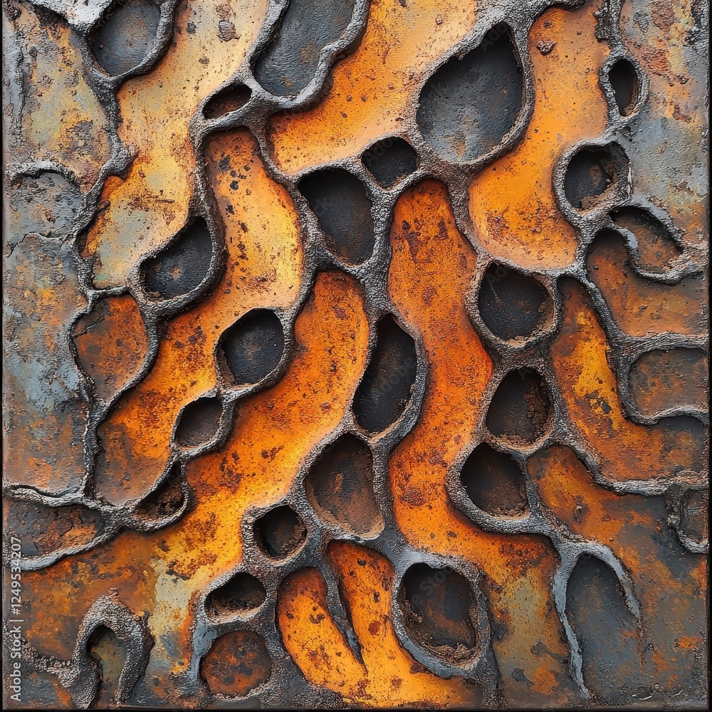 Aufkleber abstract rust and metal create an intricate interconnected textural design
