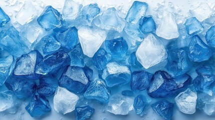 Obraz premium Blue ice crystals, cool background, refreshing texture, perfect for summer drink ads
