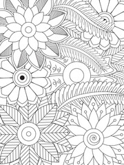 Fototapeta premium PrintFlowers Coloring Pages For Adules