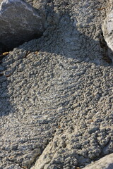 unfinished concrete dry as it falls on the ground