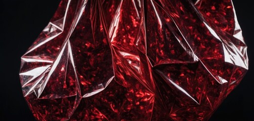 Abstract plastic figures with creases and highlights in red and black colors. For the background.