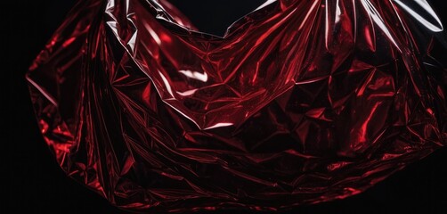 Abstract plastic figures with creases and highlights in red and black colors. For the background.