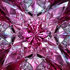 a diamond like gem fractal that hot pink, baby pink, lilac, purple, white, refractals -