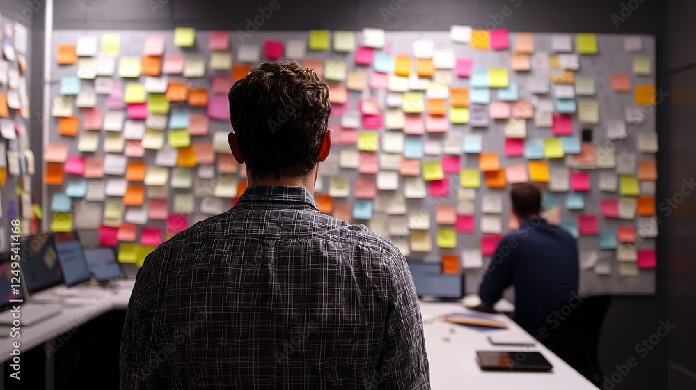 Poster collaborative creative brainstorming workshop for design ideas using sticky notes