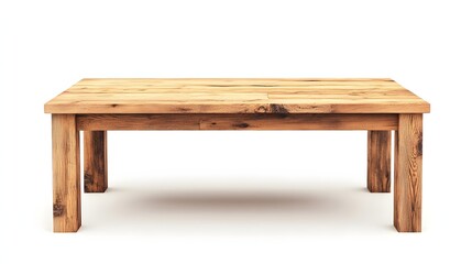 Fototapeta premium Rustic wooden table against a bright white background. Clean, natural wood, durable and beautifully styled.