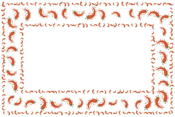 Hot chili red pepper frame banner. Spicy vegetable poster