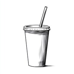 Hand-drawn soda cup with straw, simple illustration