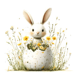 easter bunny with easter eggs