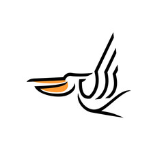 heron pelican stork vector logo line art mascot icon design stock gulf bird coast beach illustration abstract ibis logo