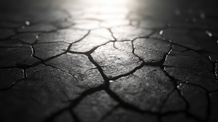 Obraz premium Cracked earth, drought, arid land, sunlit texture, environmental background