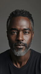 Fototapeta premium Portrait of mature african male with gray beard and black shirt