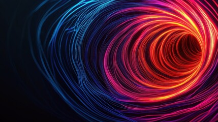 Fototapeta premium A vibrant, swirling tunnel of blue and red lights, creating a dynamic and captivating visual effect against a dark background.