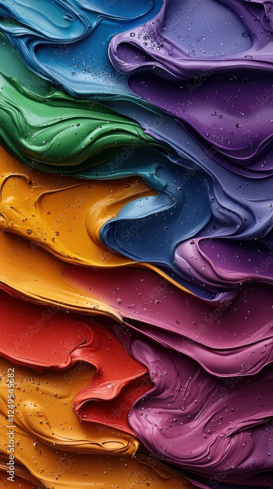 Poster vibrant paint swirls creating a colorful abstract art piece studio setting digital art close-up view