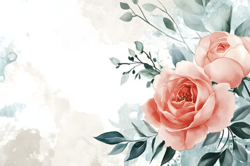 artistic mosaic painting of roses in various warm tones, carefully arranged with green leaves on a textured background, concept of traditional art, floral illustration, and decor with copy space