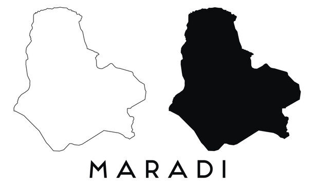 Maradi city map outline and black silhouette vector