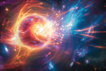 Obraz premium Cosmic Energy: A Vibrant Illustration of Plasma Physics & Galactic Experiments
