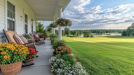 Serene Porch View of Countryside Landscape
