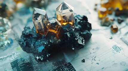 A Detailed Scientific Illustration of Vivianite's Chemical Structure and Composition for Educational Purposes.