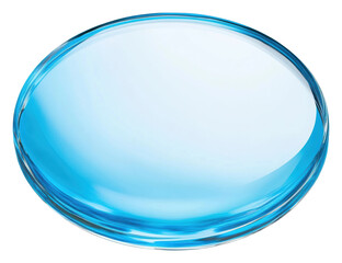 Blue glass disc on clear backdrop