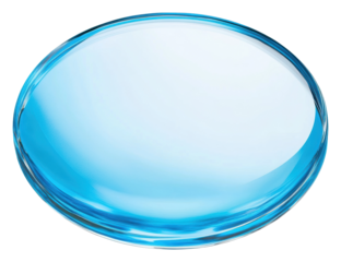 Blue glass disc on clear backdrop