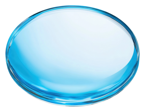 Blue glass disc on clear backdrop