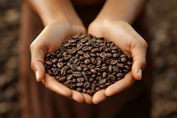 Hands Holding Coffee Beans