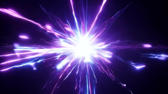 Glowing plasma-like energy bolts striking the center, a flash
