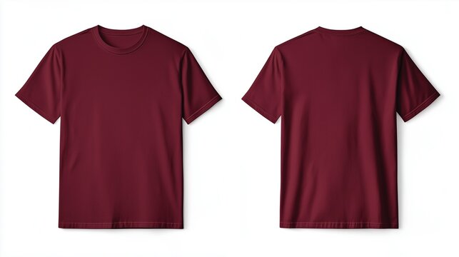 a blank plain maroon cotton t-shirt, mock up