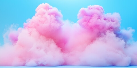 Fototapeta premium Dreamy pastel-colored clouds in pink, blue, and peach hues, creating a soft, ethereal, and surreal atmosphere against a clear sky.