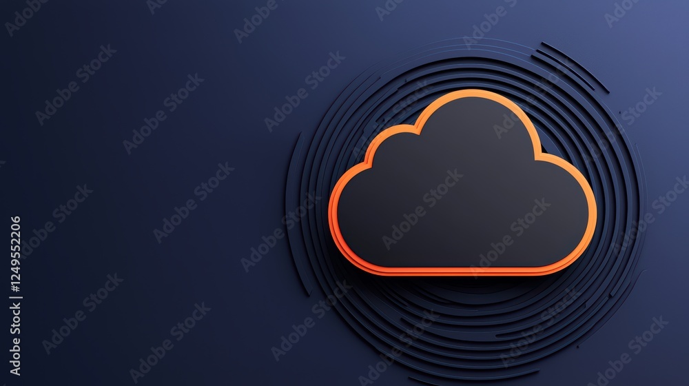 Poster modern abstract cloud icon on dark blue background with swirl pattern