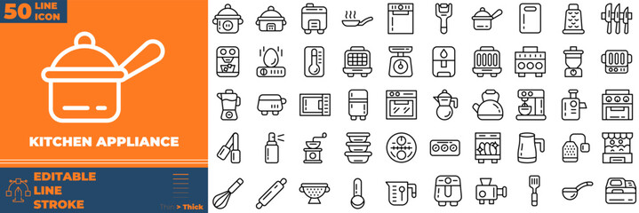 Kitchen Appliance Line Editable Icons set. Vector illustration in modern thin line style of kitchen appliance icons: kitchen, appliance, microwave, etc
