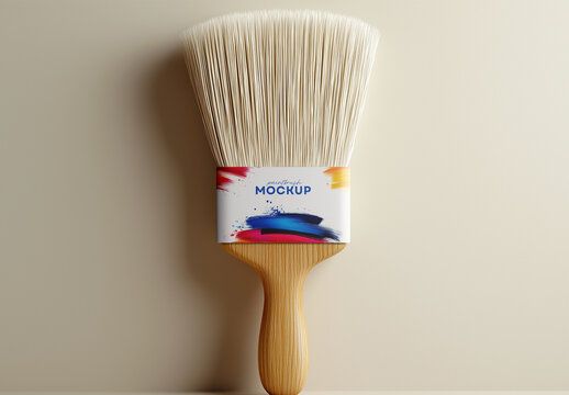 Wide Paint Brush Mockup &ndash; Realistic Wall Painting Tool for Branding, Label Design, or Product Presentation